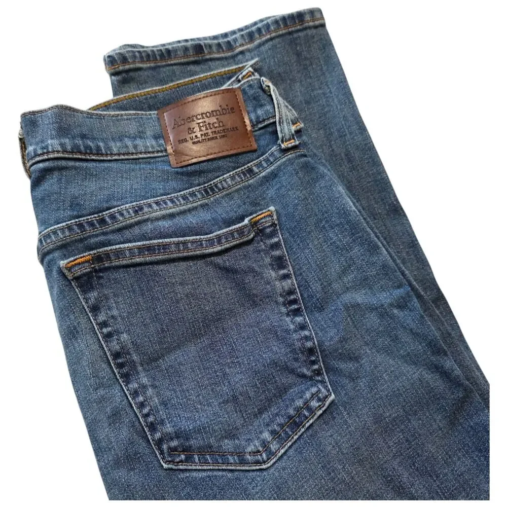 Abercrombie & Fitch Jeans Mens 34x32 Blue Medium Wash Regular Straight Denim
